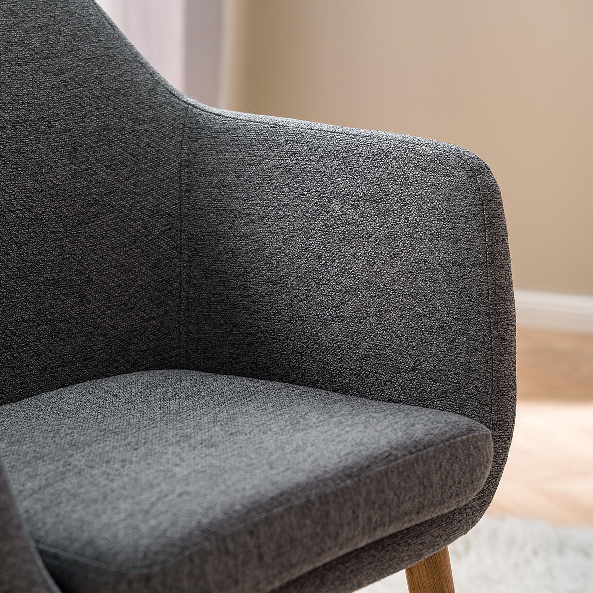 ARMLEHNENSTUHL - Eichefarben/Dunkelgrau, Textil (58/84/58cm) - home24