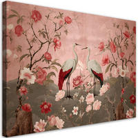 WANDBILD chinoiserie blumen und vögel - Pink, Textil (60/40cm) - Feeby