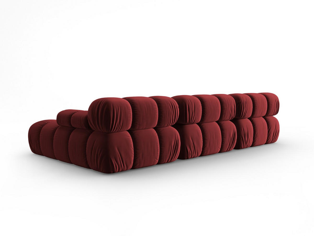 MODULARES-ECKSOFA rechts Bellis aus Samt dunkelrot 4 Sitzplätze - Dunkelrot, Textil (122/285cm) - Micadoni