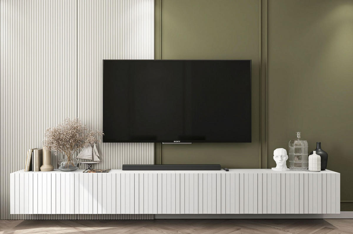 TV-LOWBOARD 2-er Set Elpis Weiß Matt Glamour 150 cm - Weiß, Holzwerkstoff (300/37.5/36.5cm) - Meble Lindner