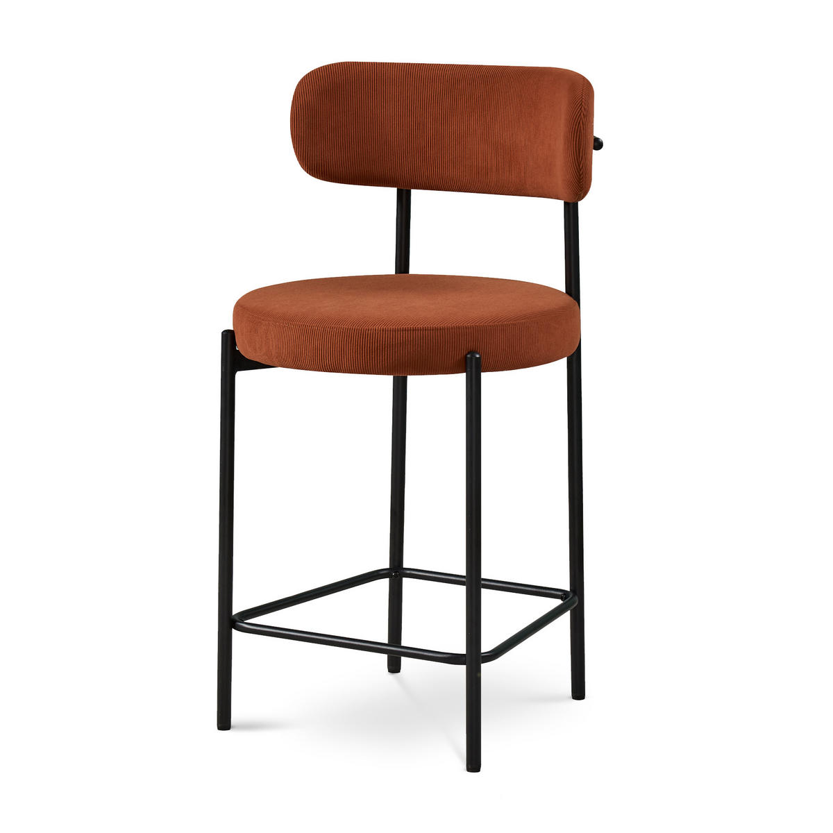 BARHOCKER 2er-Set Iris modernen aus terrakottafarbenem Cord, 65 cm - Terracotta/Schwarz, Textil/Metall (53.5/96/49.5cm) - Sicaan