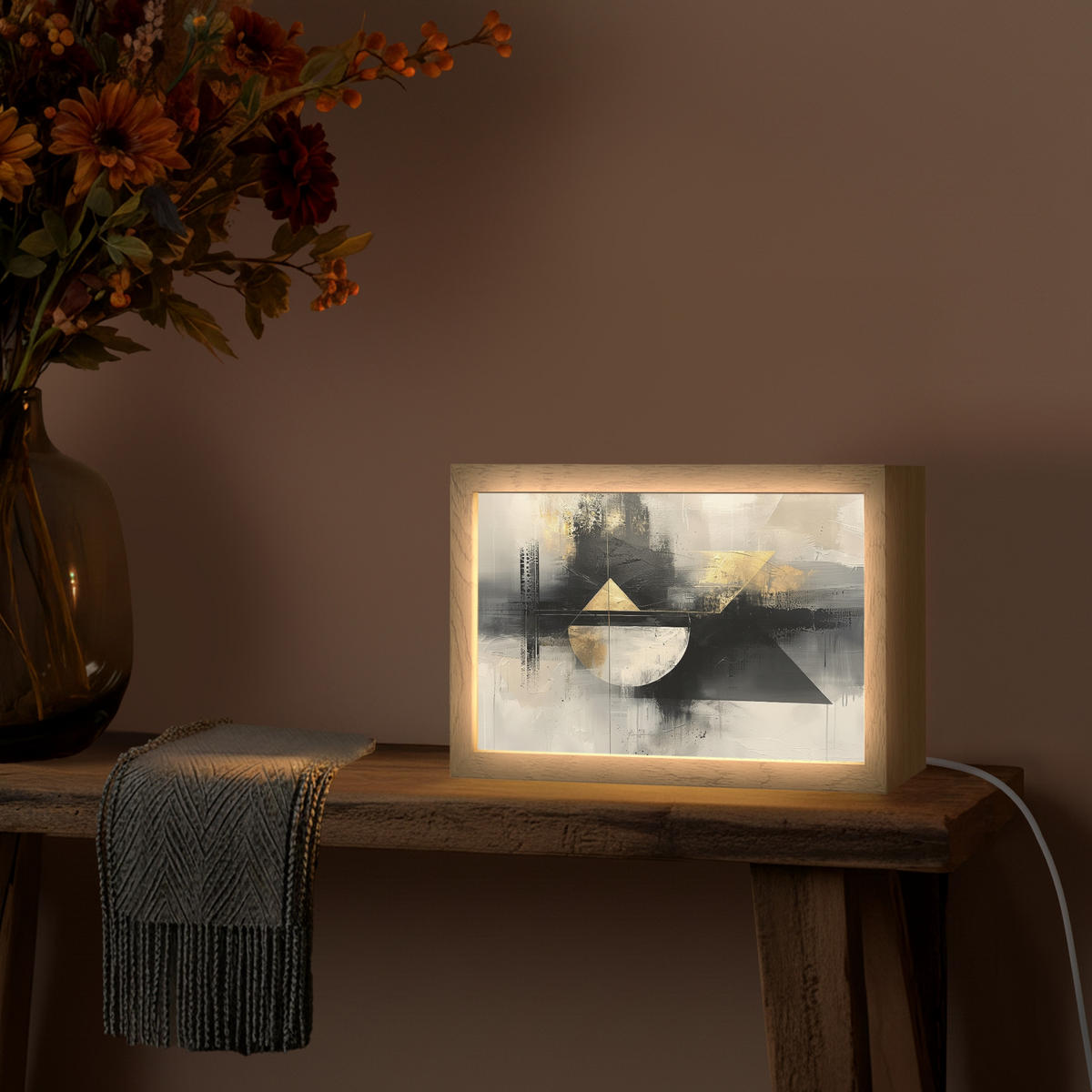 NÁSTĚNNÁ LAMPA Abstraktní - černá - barva - moderní 30x20 cm - šedá, kompozitní dřevo (30/20/8cm) - OnlyWow
