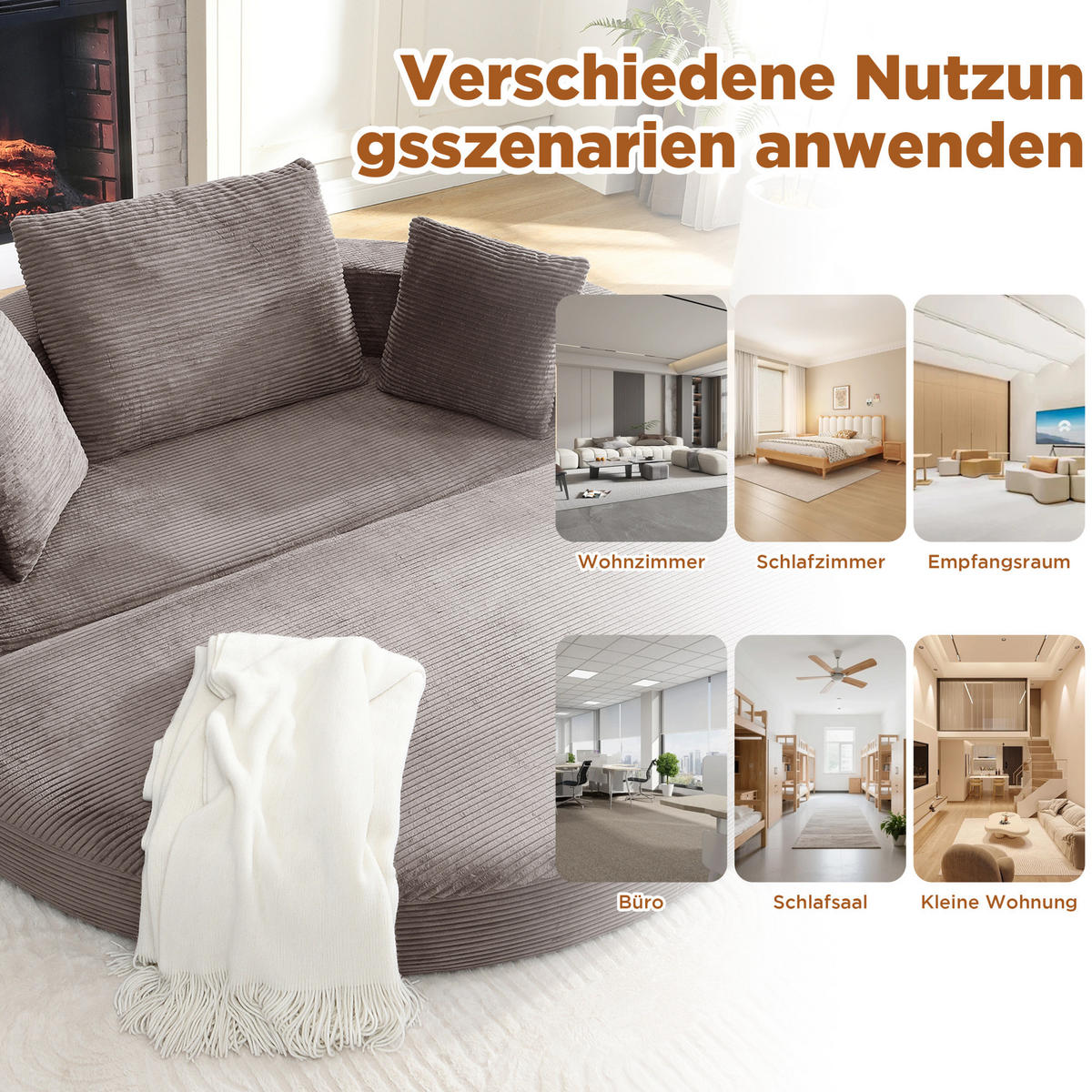 SCHLAFSOFA 173/176/40 cm aus Schaumstoff mit 2-in-1-Funktion Braungrau - Graubraun, Kunststoff (176/40/173cm) - Modenvie