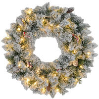 TANNENKRANZ Weihnachtskranz Türkranz Künstlicher Tannenkranz mit Lichterkette - Grün, Kunststoff/Metall (10cm) - HOMCOM