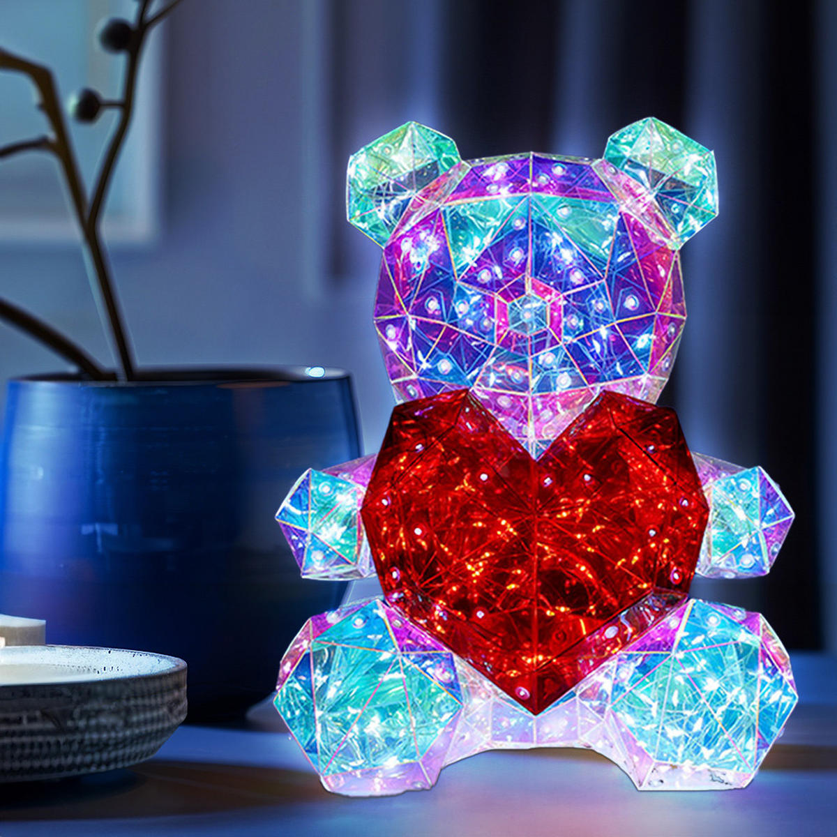 LED TISCHLEUCHTE Kristalloptik Rot - Rot, Kunststoff (23/19/30cm) - Globo Lighting