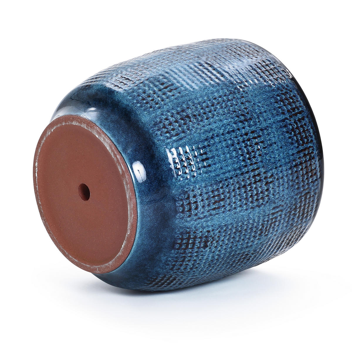 KERAMIK Blumentopf Groß, Round Übertöpfe Blau Ø30xH28 cm - Blau, Keramik (28cm) - Hometopia