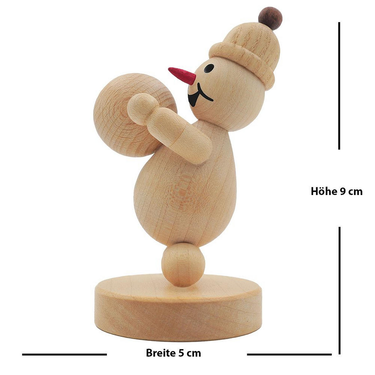 HOLZFIGUR Schneemann Junior mit Schneekugel oben auf Sockel 9 cm - Multicolor, Holz (5/9/0.1cm)