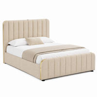 POLSTERBETT mit Stauraum USB/Type-C 140x190 cm Beige Leinen - Beige, Metall (140/190cm) - Meubliv