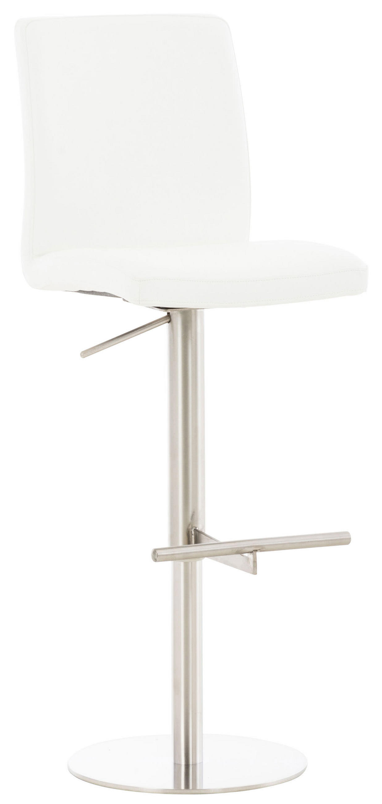 BARHOCKER 2er Set Lederlook Weiß - Edelstahlfarben/Weiß, Textil/Metall (40/93/49cm) - CLP