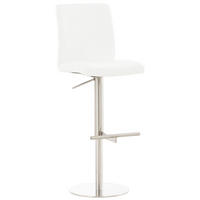 BARHOCKER Lederlook Weiß - Edelstahlfarben/Weiß, Textil/Metall (40/93/49cm) - CLP
