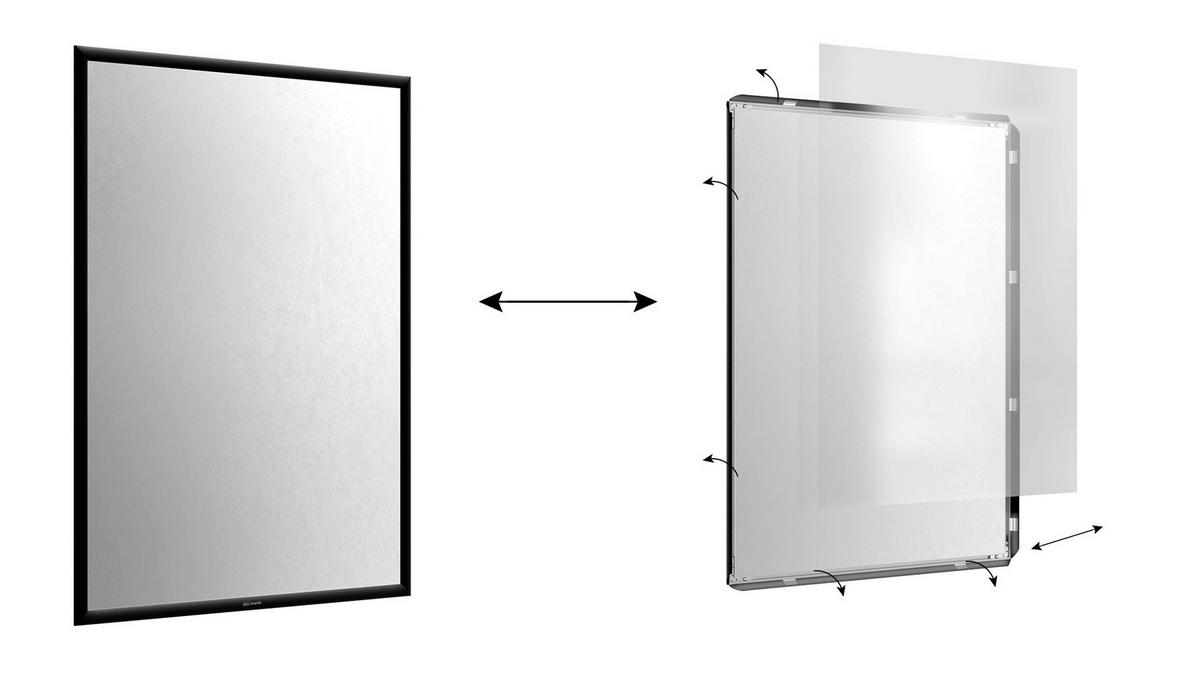 PLAKATRAHMEN, Klapprahmen B1-Format, Schwarz - Schwarz, Metall (70.7/100/2.5cm) - ALLboards