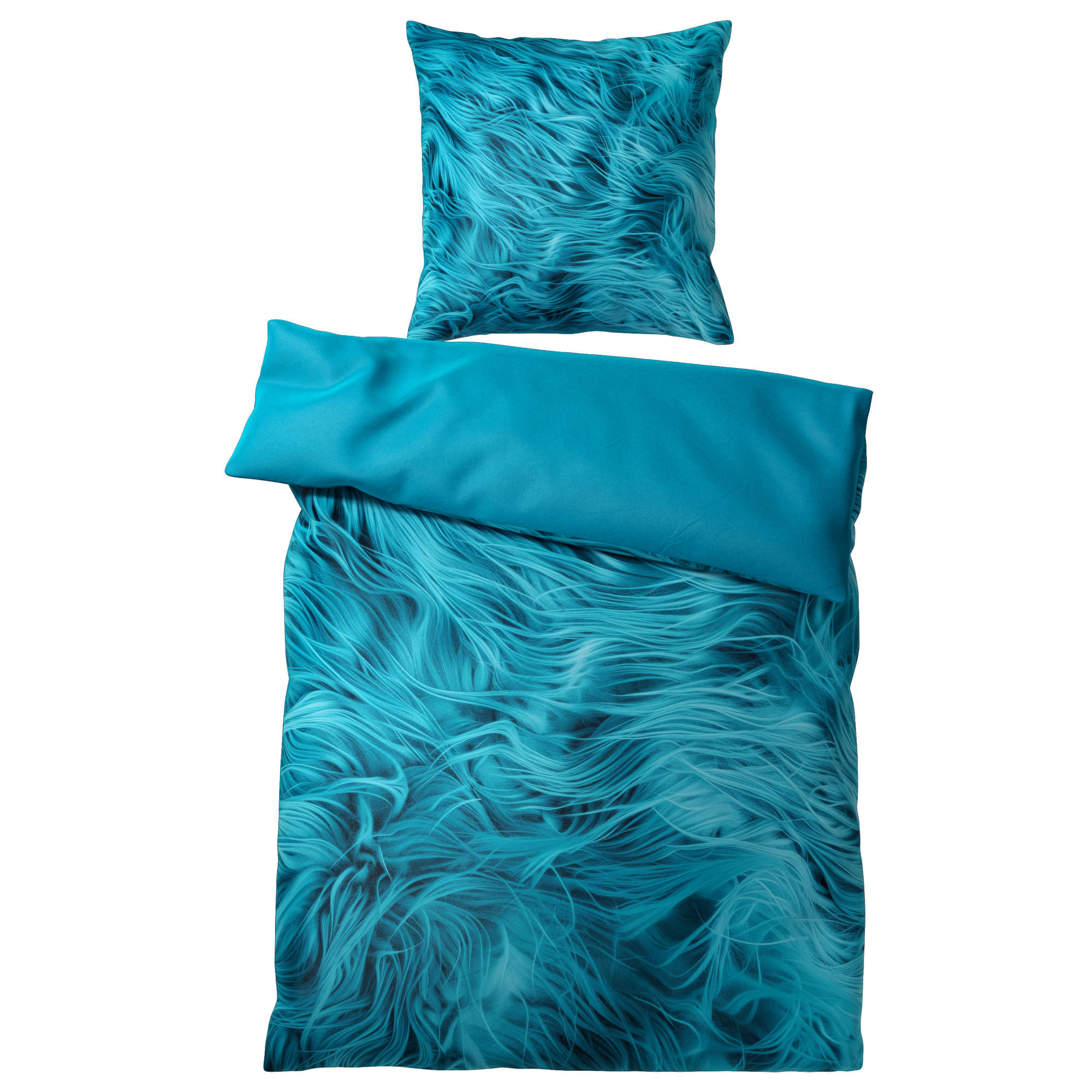 BETTWÄSCHE 2-teilig Fluffy - Blau, Naturmaterialien (135/200cm) - Sanilo
