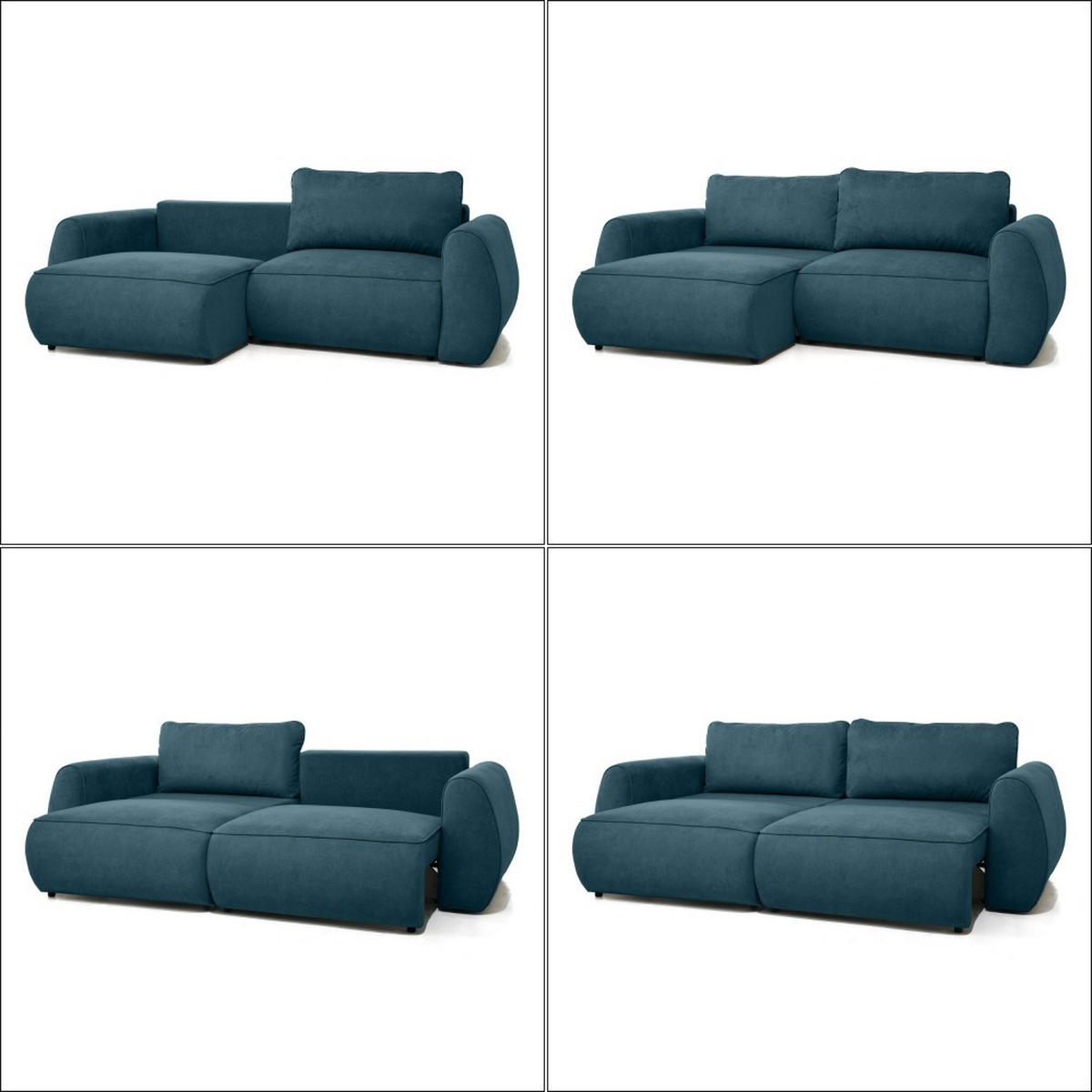 3-SITZER Schlafsofa Bravo mit Eckfunktion, mit zwei Bettkasten, Blau - Blau/Schwarz, Textil (257/96/110cm) - Beautysofa