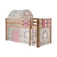KINDERBETT Karolina 210x114x106 Massivholz Natur Textilset Burg 4 - Hellgrau/Kieferfarben, Holz (90/200cm) - 58aufmkessel
