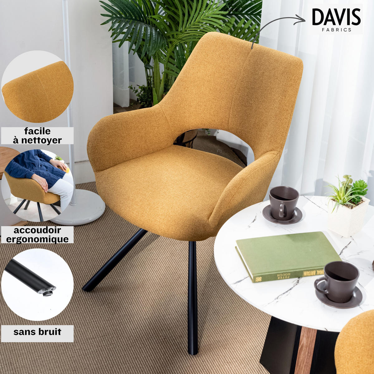 ARMLEHNSTUHL-SET 6 Stück in Eisen Webstoff - Multicolor, Metall (48.5/81/58cm) - Meubles Cosy