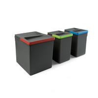 RECYCLINGBEHÄLTER für Küchenschublade, Höhe 266mm, 1x15l, 2x7l, Kunststoff anthrazitgrau 3er-set - Anthrazit, Kunststoff (21.6/27/31.2cm) - EMUCA