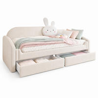 BETT 90/200 cm in Beige mit LED-Beleuchtung und Stauraum - Beige, Textil (90/200cm) - Flora Grace