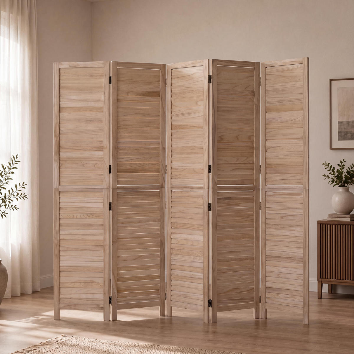 PARAVENT C30B Beige - Beige, Holz (202/180/10cm) - MCW