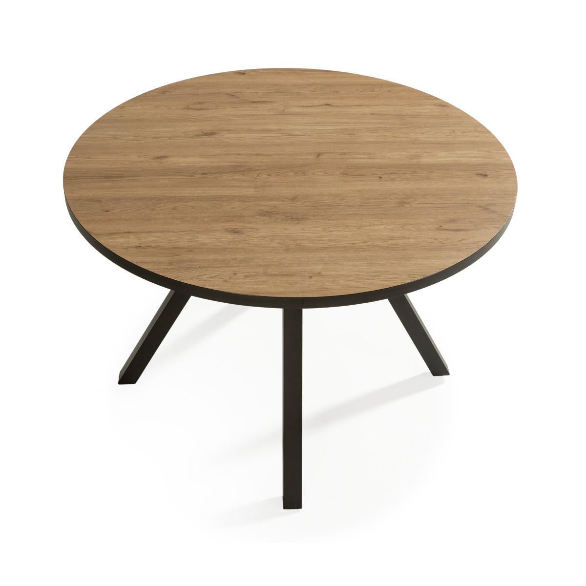 TISCH mit schwarzen metallbeinen - beni 120/120/77 cm - Schwarz/Braun, Keramik (120/120/77cm) - Calicosy