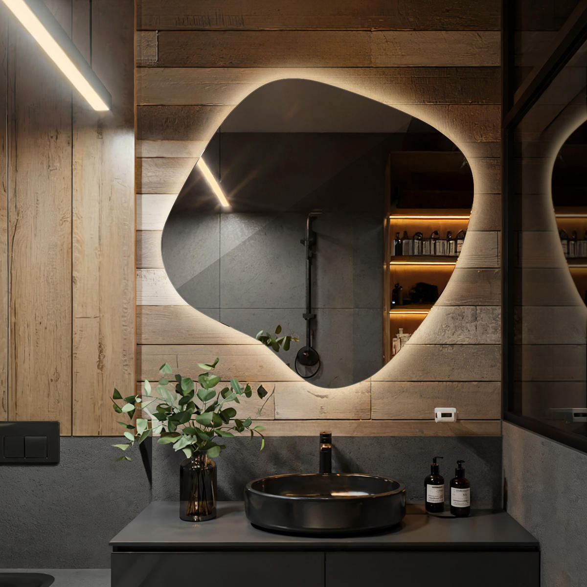 LED SPIEGEL 57x57,7 cm Warmweiß 3000K - Transparent, Glas (58/58.7/0.4cm) - Wallfluent