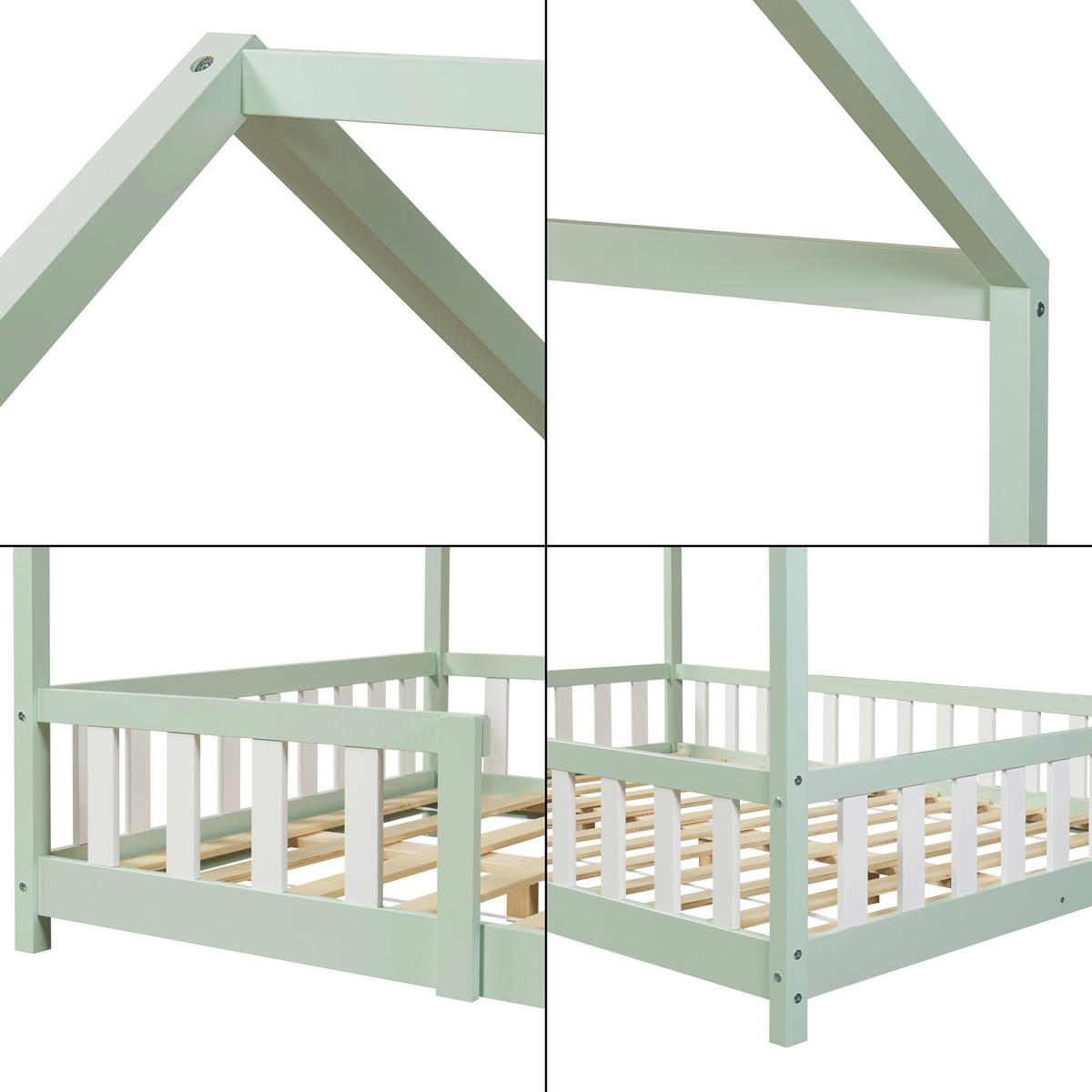 Weiß/Mintgrün, Holz (140/200cm) - [en.casa]