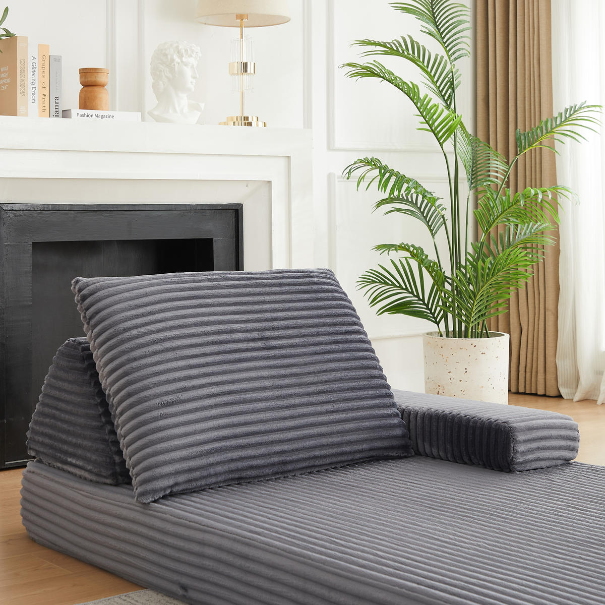 RÉCAMIERE 211 cm frei kombinierbar mit dreieckigen Rückenlehnen, DE-42722, Grau - Grau, Textil (211.5/48/106.5cm) - ComfortXL