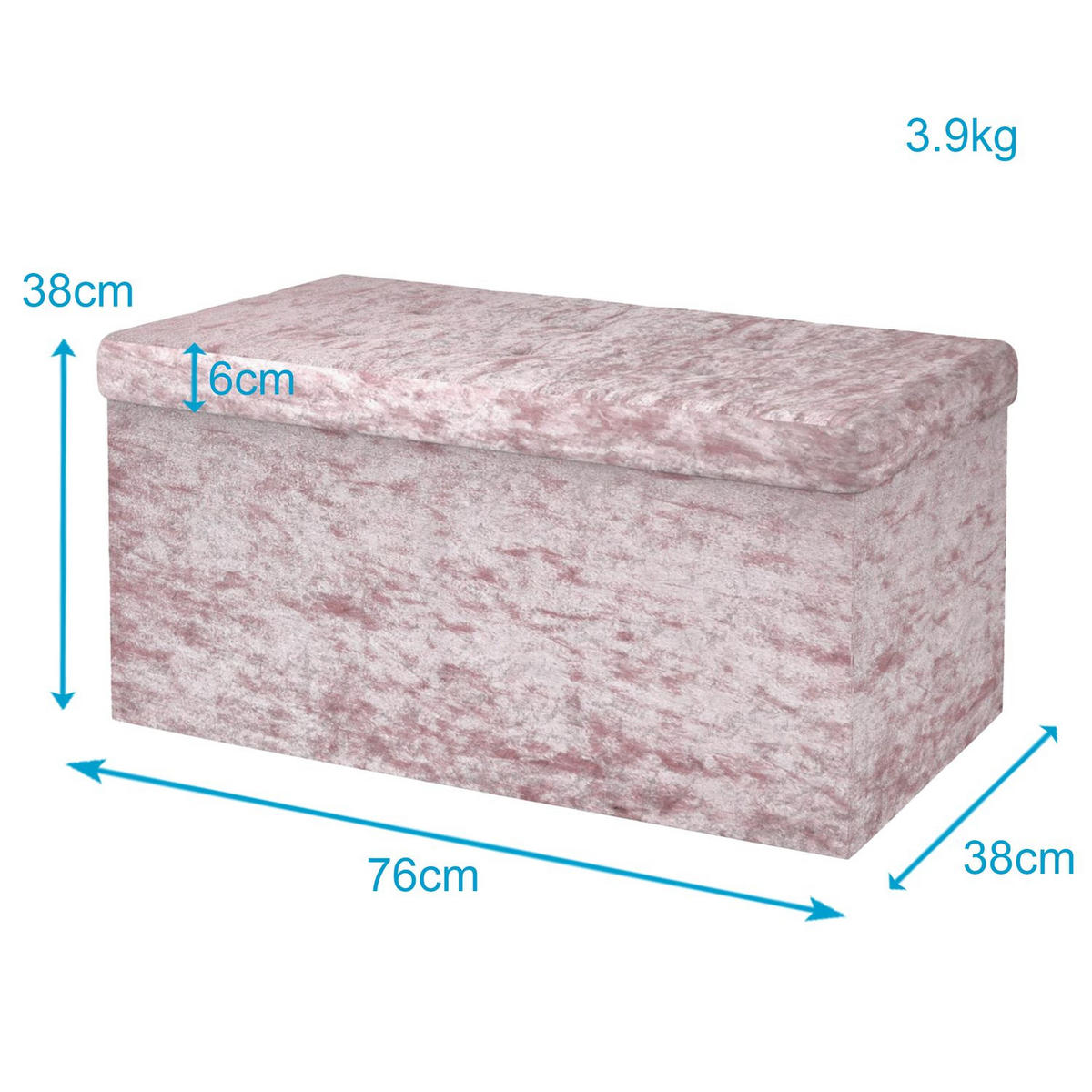 SITZBANK Faltbar mit Samtbezug 76/38/38 cm (Rosa) - Rosa, Karton (38/38/76cm) - Intirilife