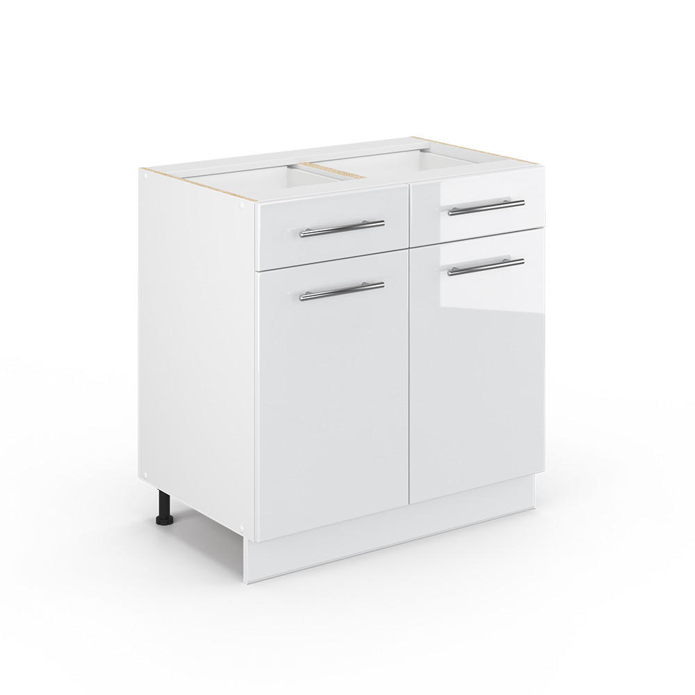 KÜCHENUNTERSCHRANK Fame-Line Weiß Hochglanz 80 cm ohne AP - Weiß Hochglanz/Weiß, Holzwerkstoff (80/82/51.6cm) - Vicco