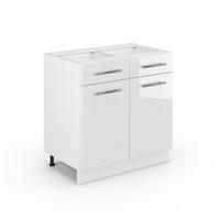 KÜCHENUNTERSCHRANK Fame-Line Weiß Hochglanz 80 cm ohne AP - Weiß Hochglanz/Weiß, Holzwerkstoff (80/82/51.6cm) - Vicco