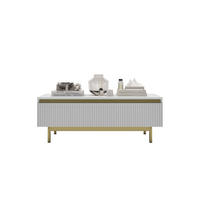COUCHTISCH Selene Weiß matt 109 cm mit Metallrahmen - Goldfarben/Weiß, Holzwerkstoff/Metall (50/109/39cm) - Meble Lindner