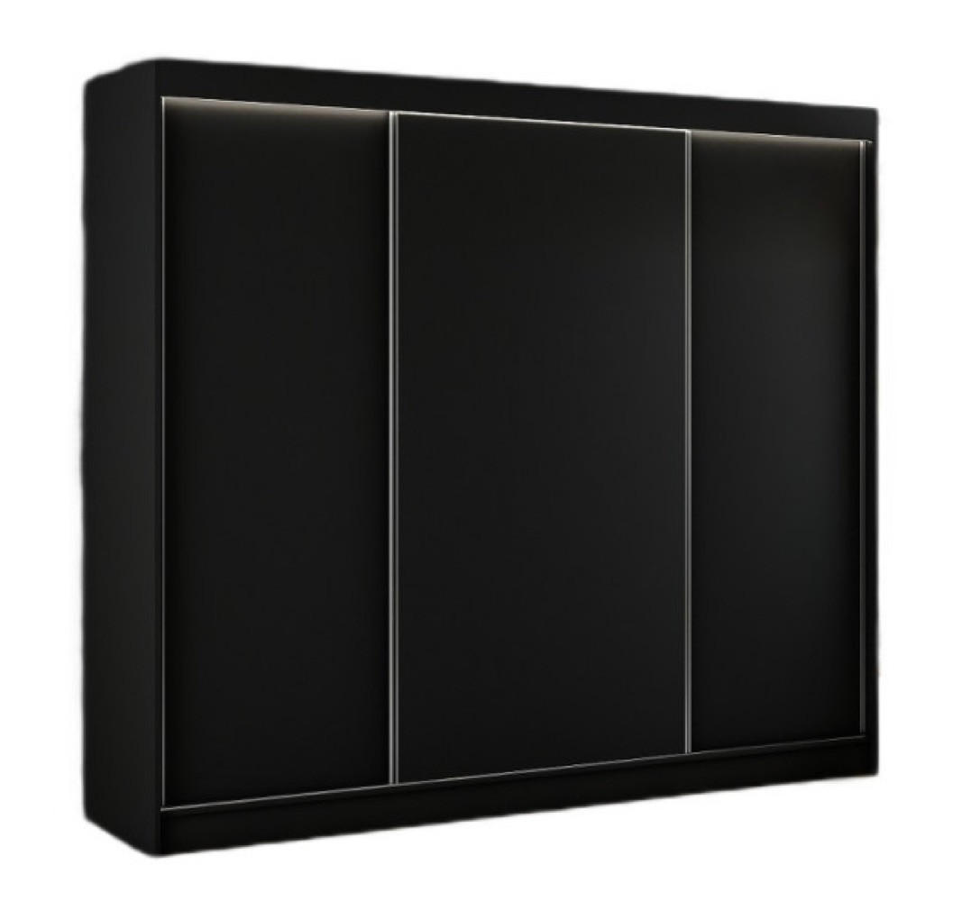 SCHRANK Schwarz BERGO Schiebetür 250 cm Mit Regalen - Schwarz, Holzwerkstoff (250/215/61cm) - Sepro Meble