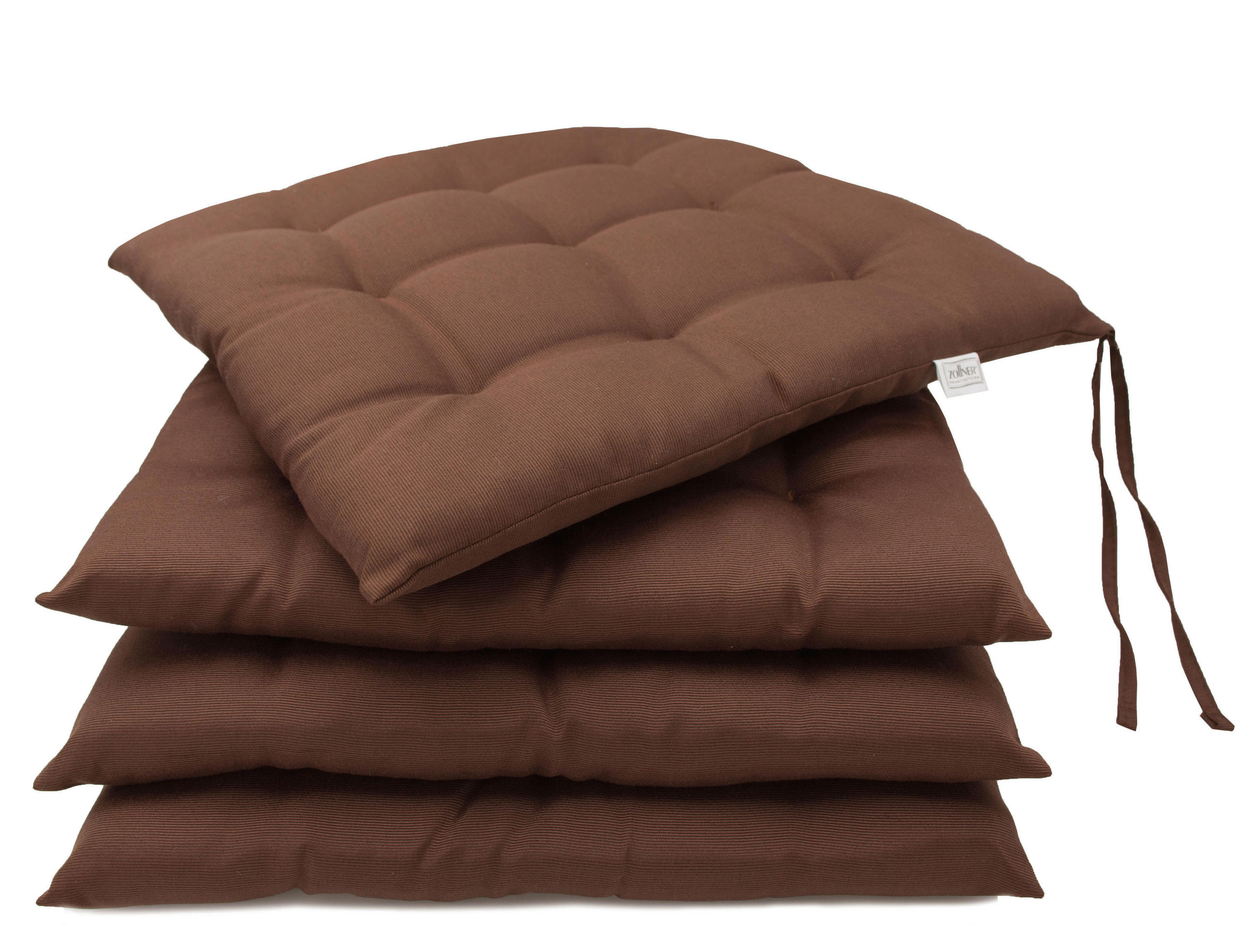 STUHLKISSEN, 4er-Set, 40x40 cm, 100% Polyester, Braun - Dunkelbraun, Textil (40/40/3cm) - Zollner