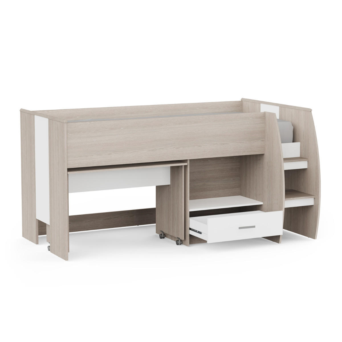 KOMBIBETT mit Schreibtisch 90x200 cm Lattenrost inklusive - nano 120,9/204,5/103,3 cm - Apfelbaumfarben, Holzwerkstoff - Calicosy