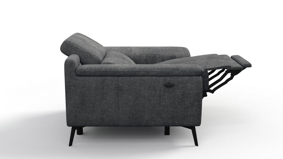 SESSEL FIERO mit Relaxfunktion, dunkelgrau - Dunkelgrau/Schwarz, Holzwerkstoff/Textil (114/82/103cm) - Courtois Laville