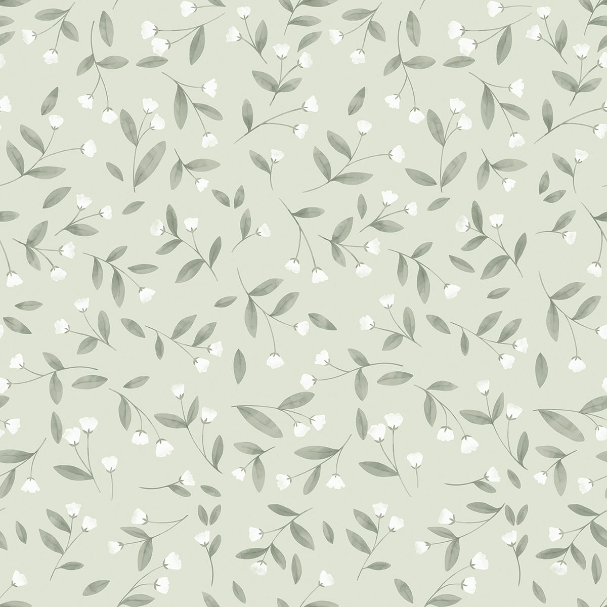 VLIESTAPETE Eden Blumen 50 cm x 10 m grüner Hintergrund - Salbeigrün/Hellgrün, Papier (50/1000cm) - Lilipinso