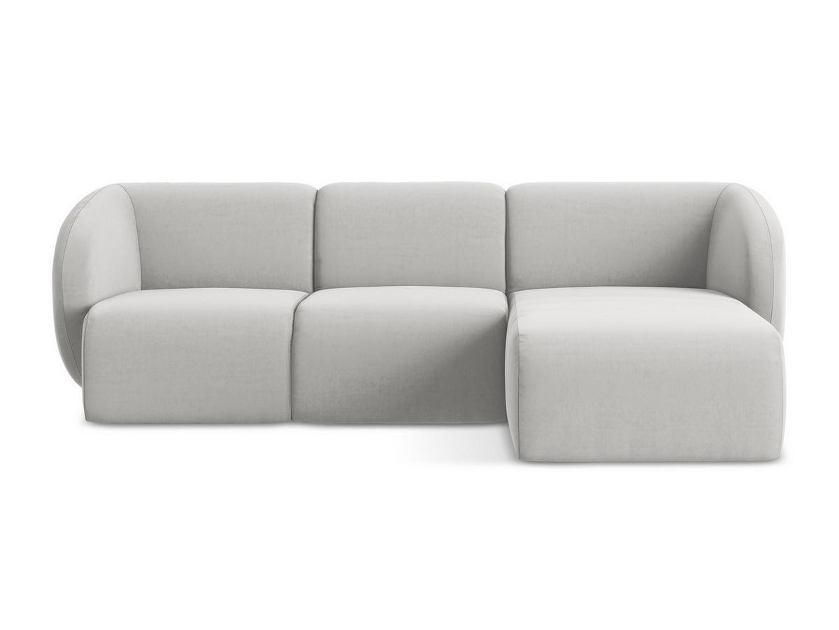 ECKSOFA Rechts Samt Stoff Grau - Silberfarben/Schwarz, Holzwerkstoff/Kunststoff (248/166cm) - Makamii
