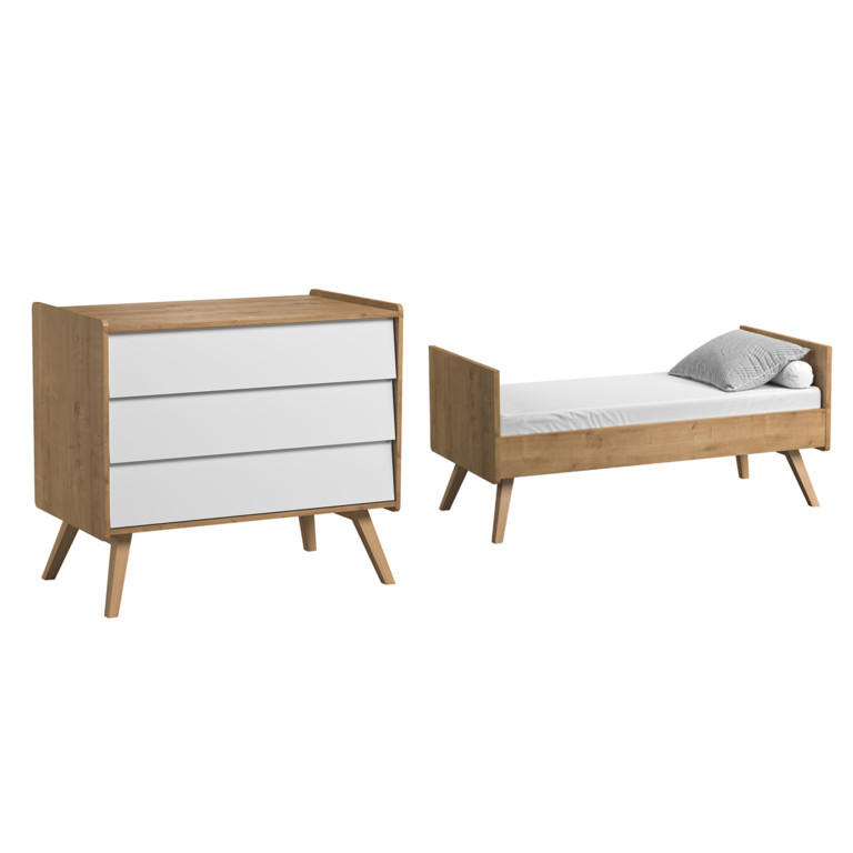 BABYZIMMER 2-teilig Holz und Weiß - Weiß, Holzwerkstoff (145/103/75cm) - Petits-meubles