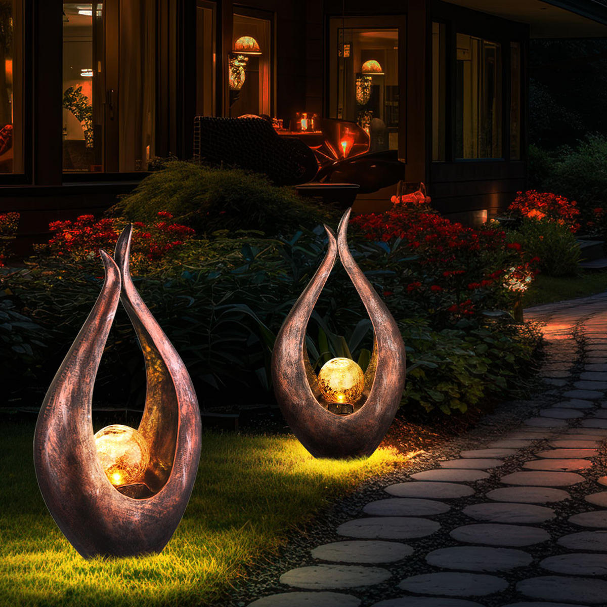 LED AUSSENLEUCHTE MONA Bronze Glas - Bronzefarben, Glas/Kunststoff (13/47.5/25cm)