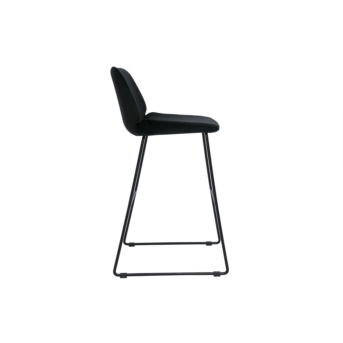 BARHOCKER Samt Schwarz Metall 65 cm 2er-Set KAOLY - Schwarz, Textil (49.5/89/42.5cm) - Miliboo