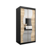 SCHWEBETÜRENSCHRANK 200/100/62 2-türig - Silberfarben/Schwarz, Holz/Kunststoff (100/200/62cm) - Abiks Möbel