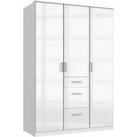 KLEIDERSCHRANK Clack in Weiß mit Fronten in Hochglanz Weiß Lack - Drehtürenschrank 135 cm – ohne Spiegel - Weiß, Holzwerkstoff (135/199/58cm)