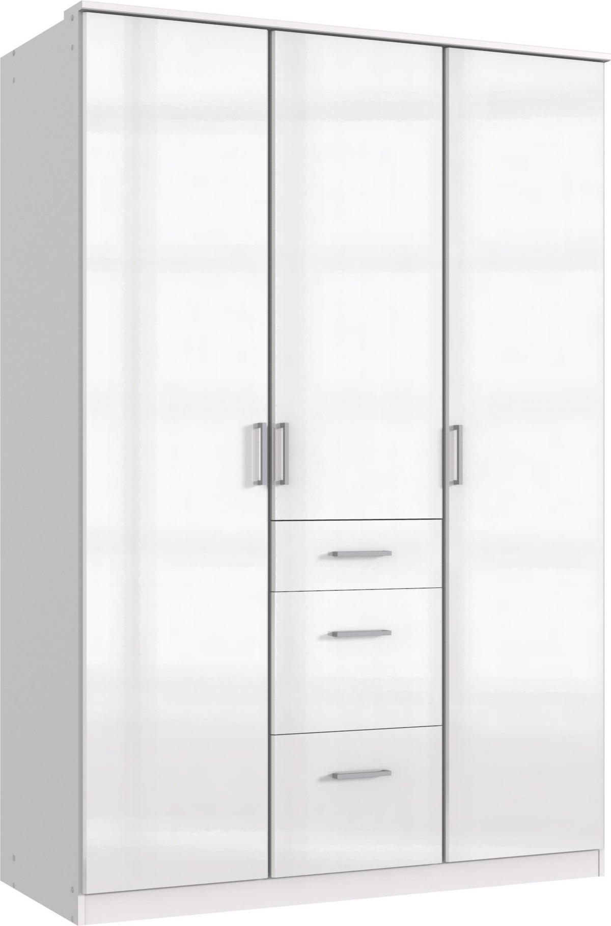 KLEIDERSCHRANK Clack in Weiß mit Fronten in Hochglanz Weiß Lack - Drehtürenschrank 135 cm – ohne Spiegel - Weiß, Holzwerkstoff (135/199/58cm)