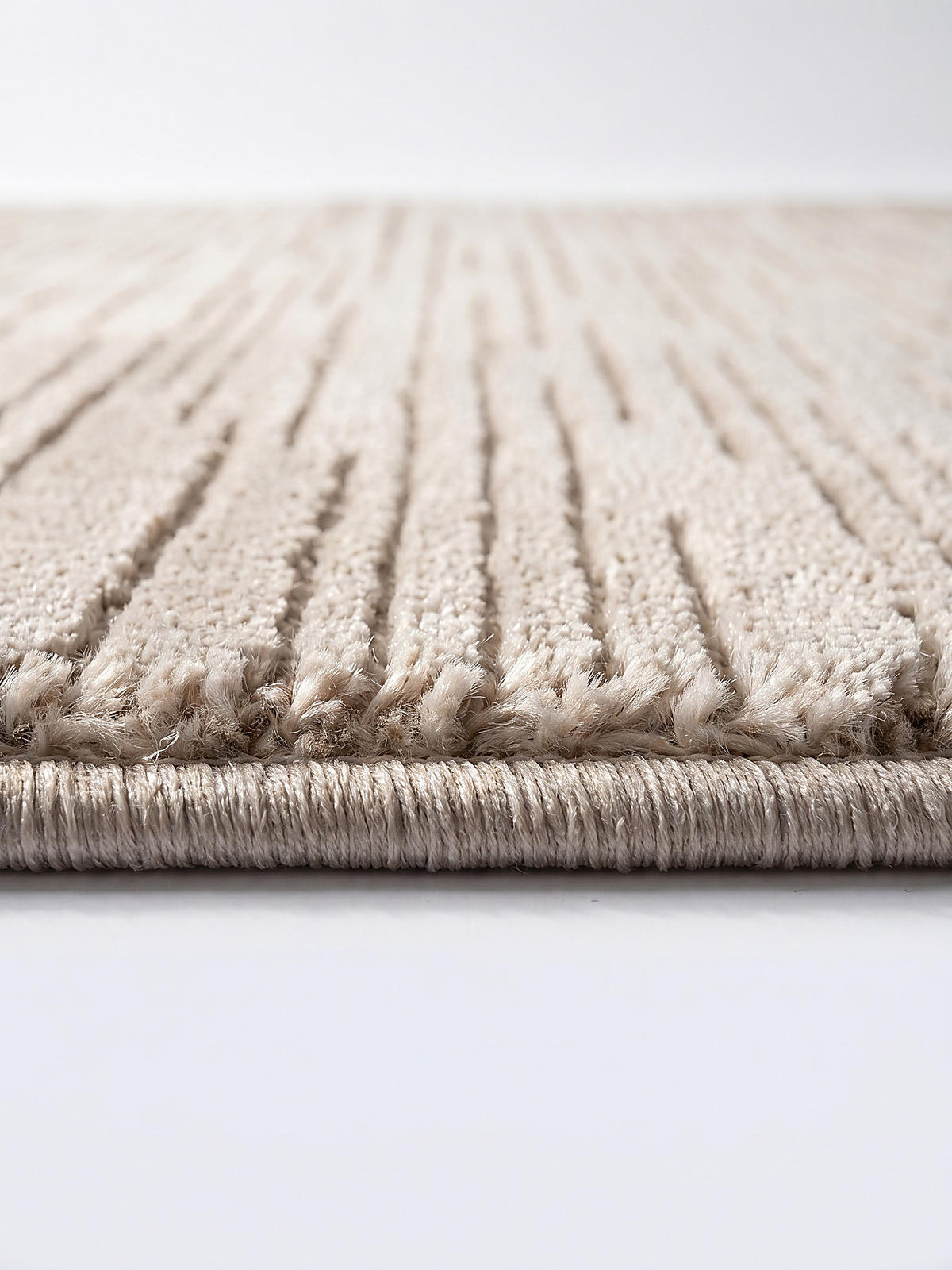 KURZFLORTEPPICH Streifen KASOS Polyester Beige 200 x 290 cm - Beige, Textil (200/290cm) - KADIMA DESIGN