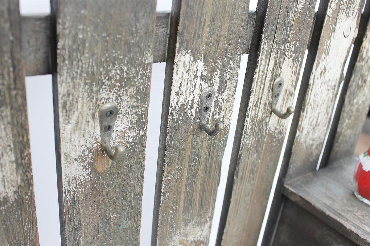 WANDORGANIZER mit Schlüsselhaken 62 cm Braun 17B046 - Braun, Holz (42/62/13cm) - DanDiBo