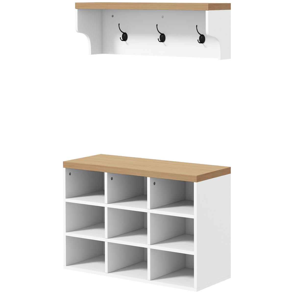 GARDEROBE DE-16795 Weiß & Eiche - Weiß, Holzwerkstoff (30/50/75cm) - ComfortXL