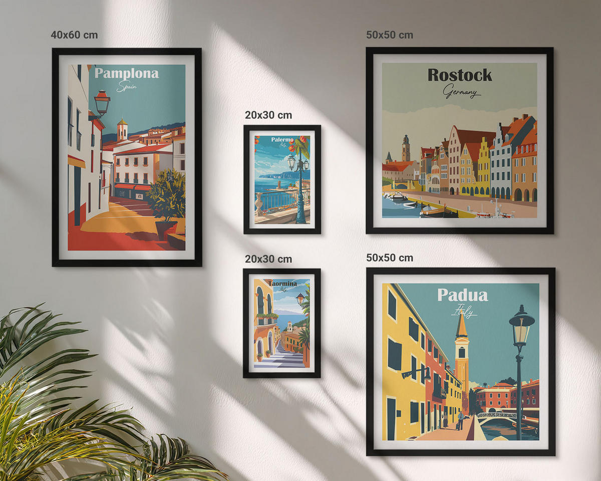WANDBILDER 5er-Set - 50x50 cm & 20x30 cm & 40x60 cm Schwarzer Rahmen - Architektur der Küstenstädte - Schwarz, Kunststoff (40/60cm) - ArtPrintCave