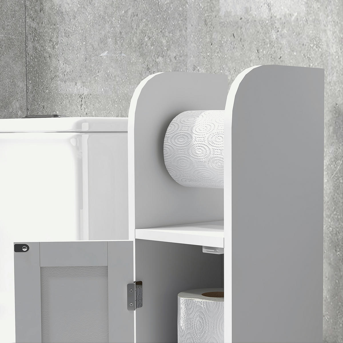 TOILETTENPAPIERHALTER DE-12377 mit schrank 20/20/80 cm Weiß - Weiß, Holzwerkstoff (20/80/20cm) - ComfortXL