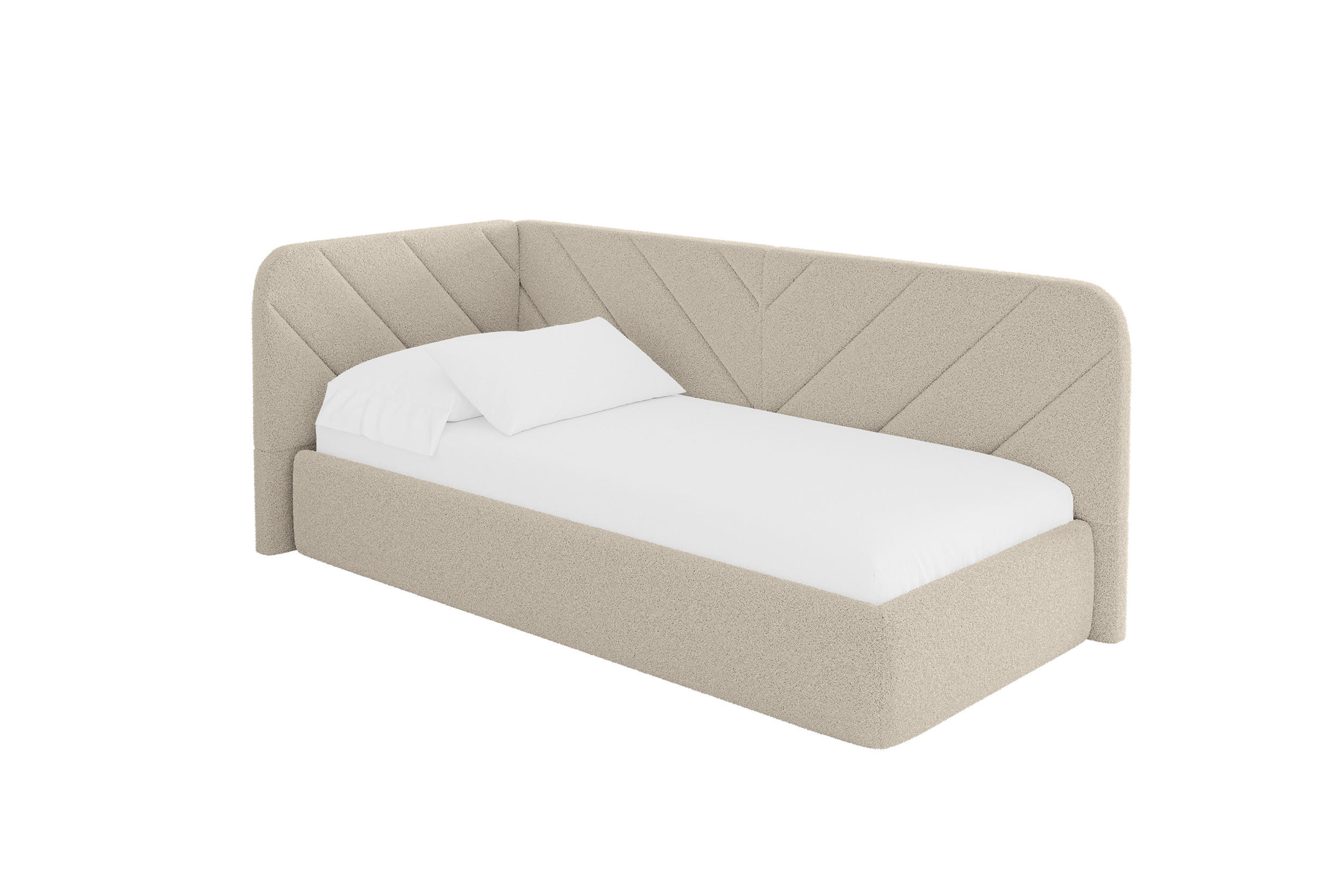 ALTDECOR JEDNOLŮŽKOVÁ POSTEL pro mládež s úložným prostorem a matrací H3/H4, vpravo - FIKY 100x200 tmavě béžová
