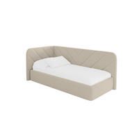 EINZELLBETT Jugendbett mit Bettkasten und Matratze H3/H4, Rechts - FIKY 80x200 Dunkelbeige - Taupe, Holzwerkstoff/Textil (80/200cm) - ALTDECOR