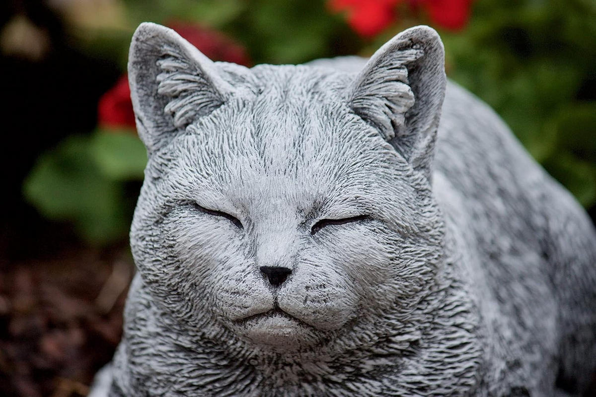 STEINFIGUR Katze Träumerle, frostfest - Grau, Stein (36/17/19cm) - stoneandstyle